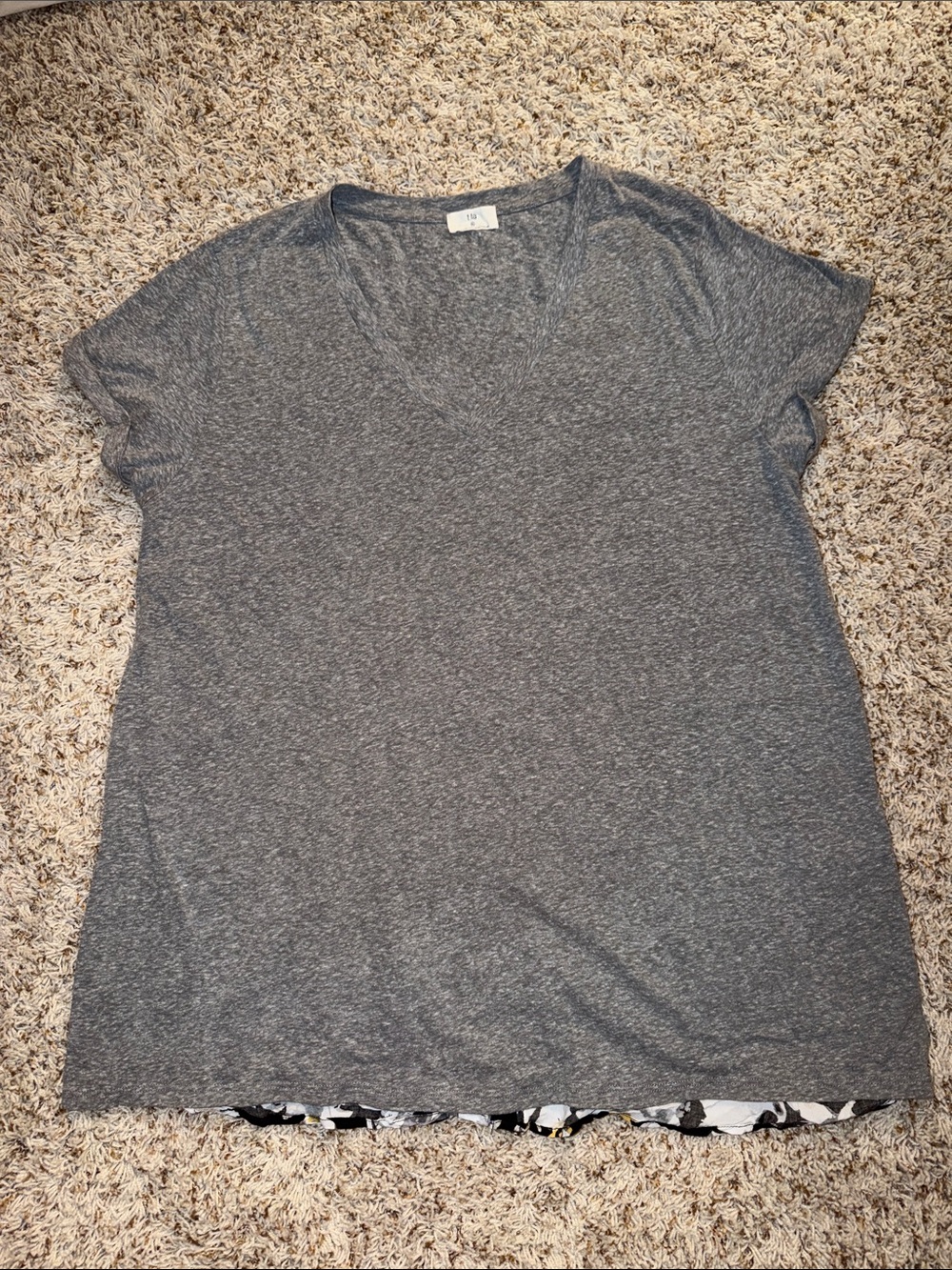 ANTHROPOLOGIE T.La HEATHER GRAY FLORAL SHORT SLEEVE DOROTHEA TUNIC TOP Sz XL. - Picture 5 of 9